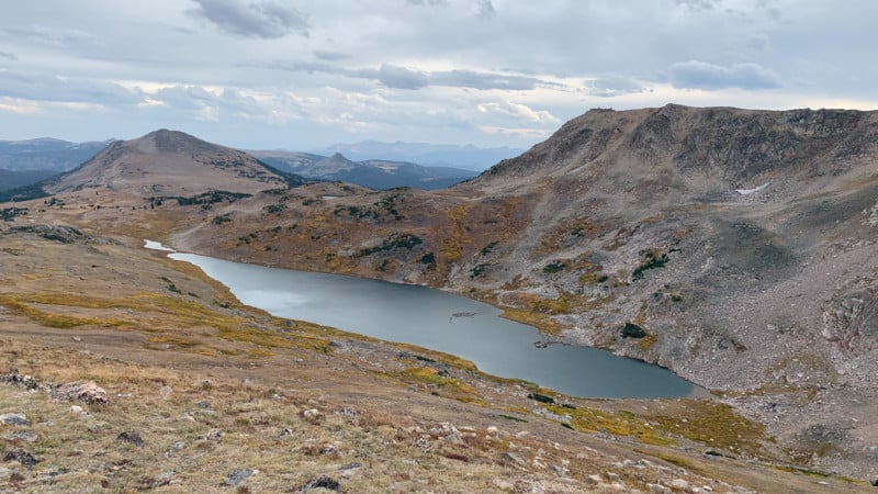 A high elevation lake near an overlook along the Beartooth Highway.