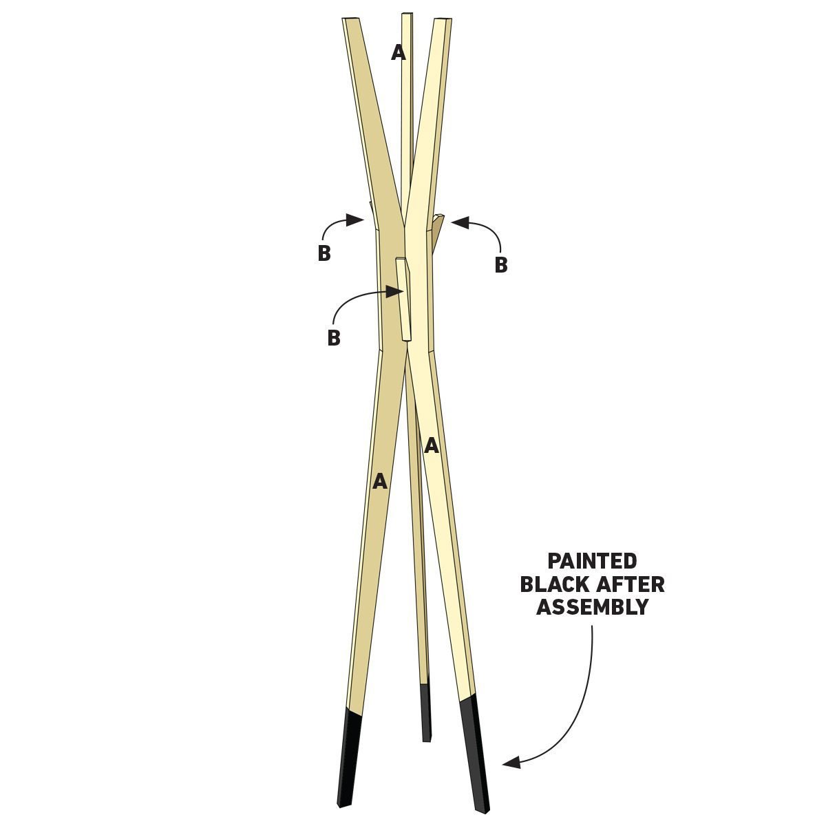 coatrack technical drawing with pieces labeled