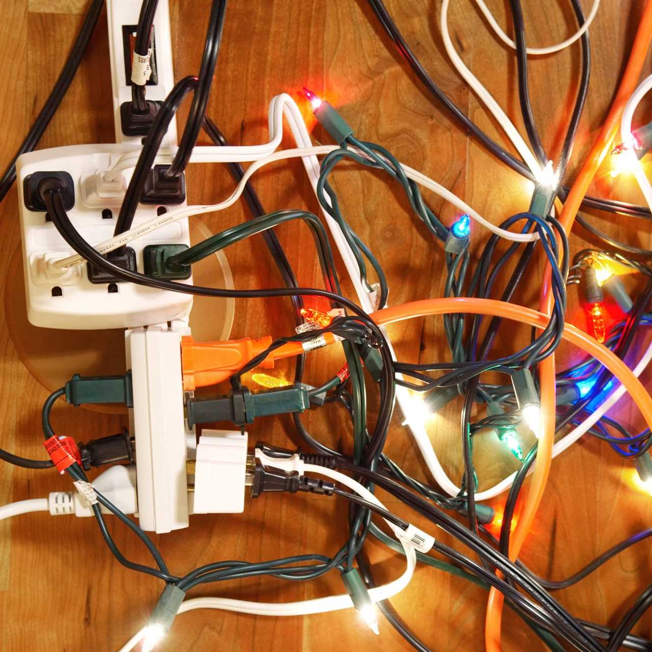 overloaded christmas power strip