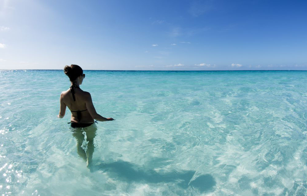 woman in a beautiful beach