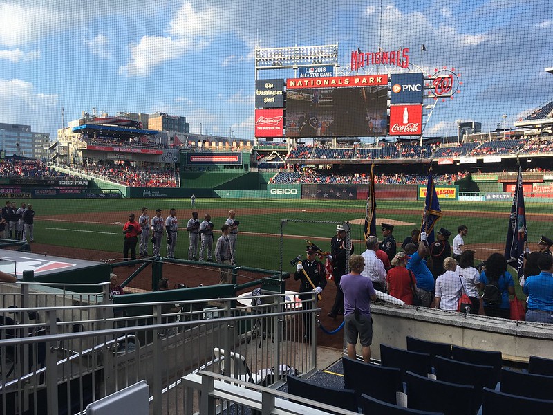 baseball player singing the hymn at the nationals park in washington dc