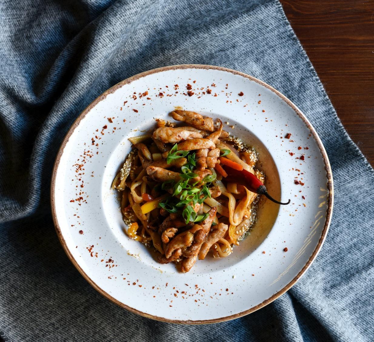 Pasta Dish on White Ceramic Plate