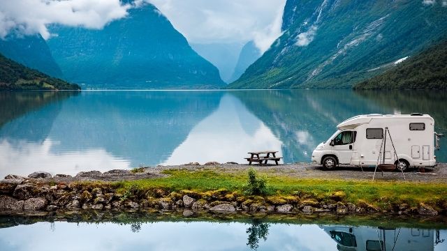 camper van near a lake