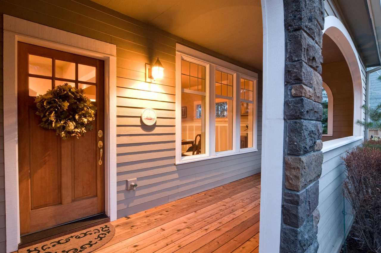 Evening glow of the front porch