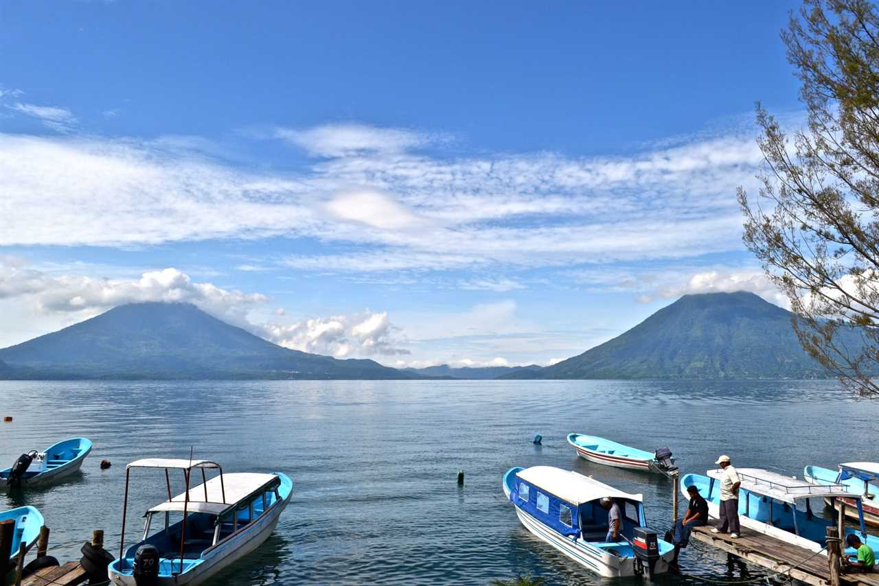 Lake atitlan view from a dock