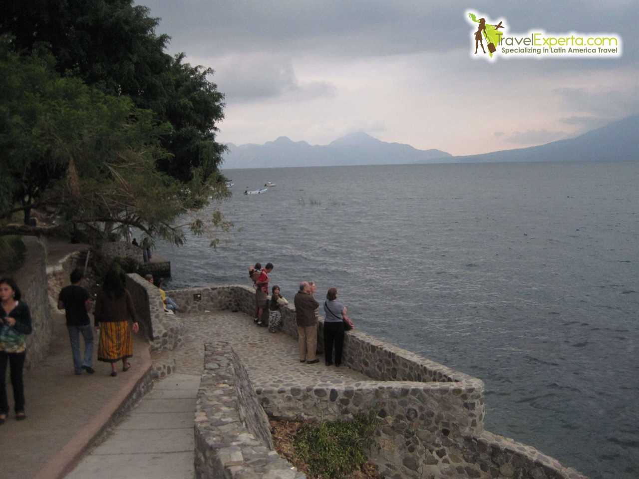 peple watching the stunning lake atitlan in panajachel