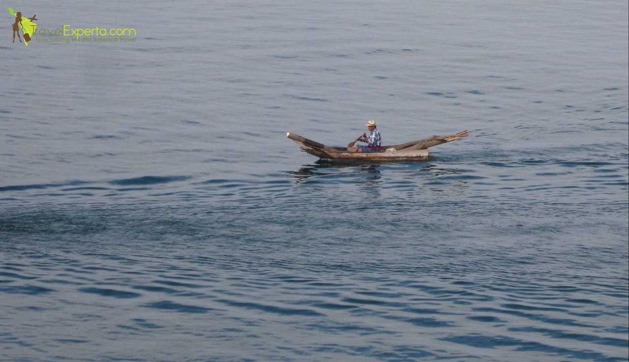 A wooden boat on the atitlan lake in panajachel