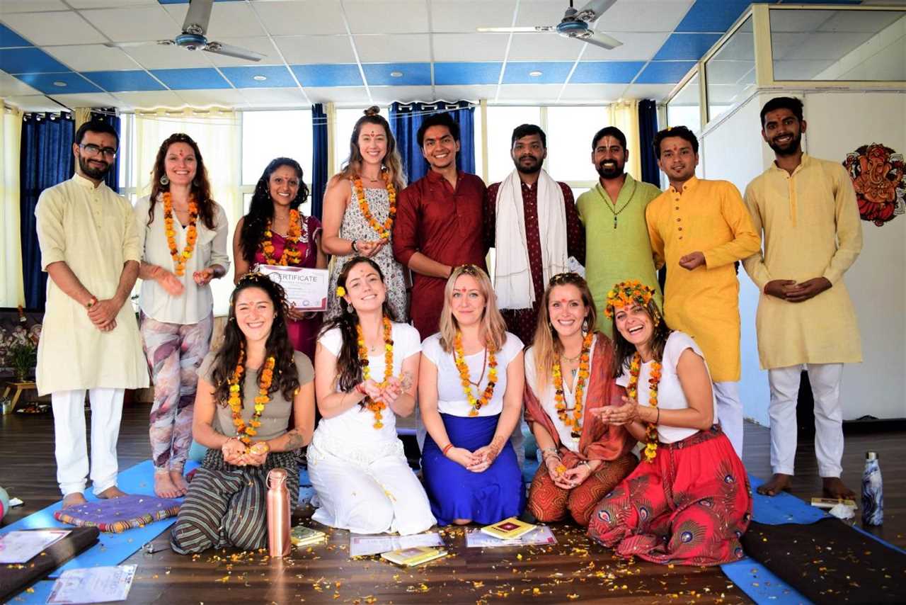 People at a yoga center in Rishikesh