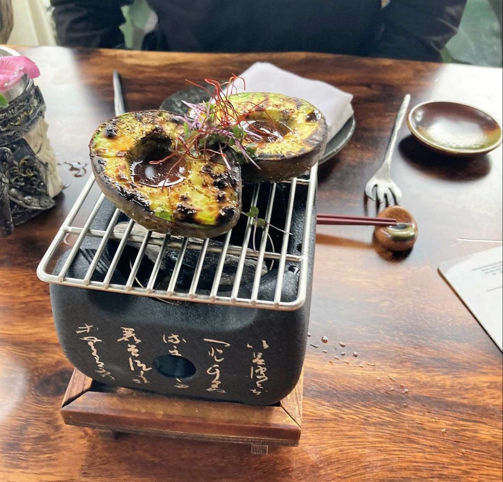 grilled avocado at salvaje restaurante guatemala