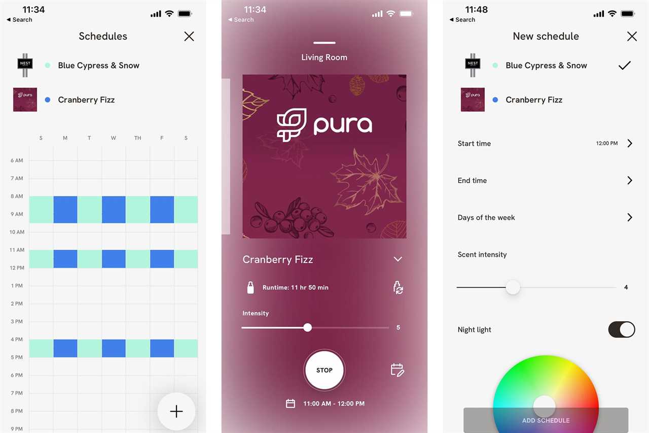 Pura Home Fragrance app screenshots