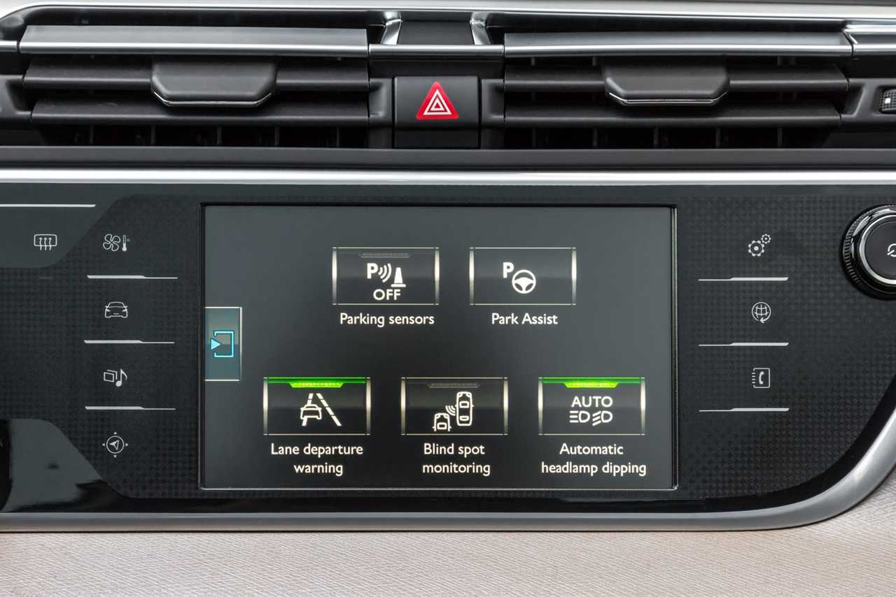 Close up shot of a modern car electronic safety systems