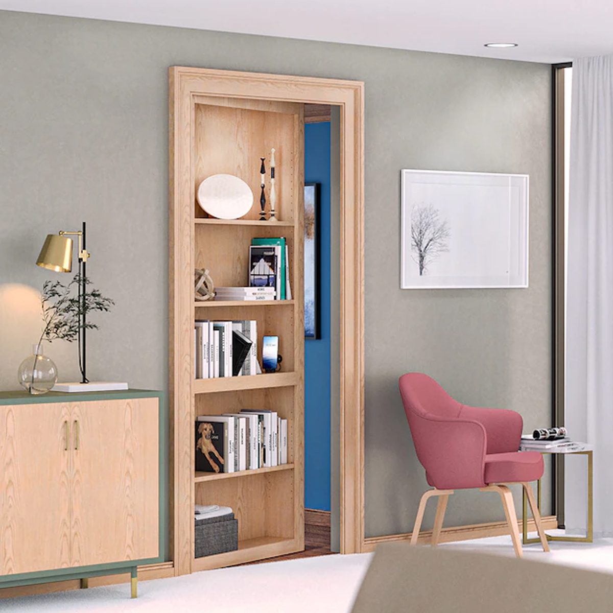 Invisidoor 36 In. X 80 In. Maple Unfinished Bookcase Door Ecomm Lowes.com