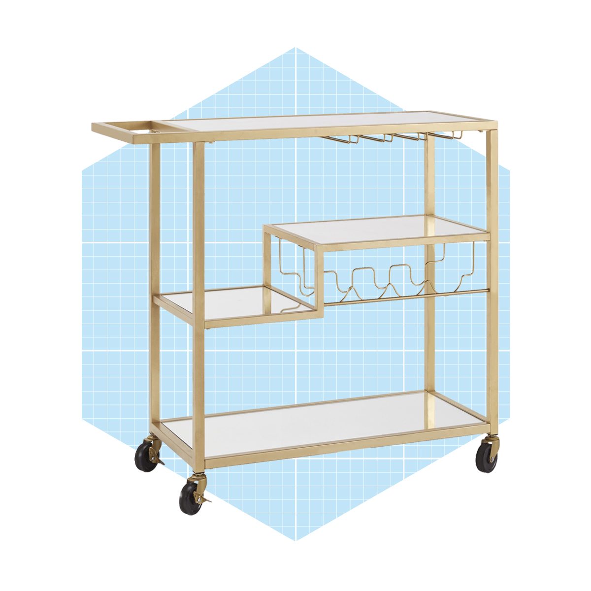 Chelsea Lane Mirror Glass Top Metal Bar Cart Ecomm Walmart.com