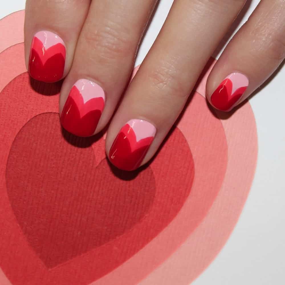 Layered Heartbeat Valentine's Day Nails