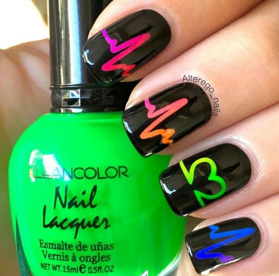 Neon heartbeat nails