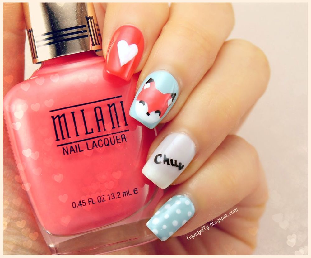 Foxy valentine nail art