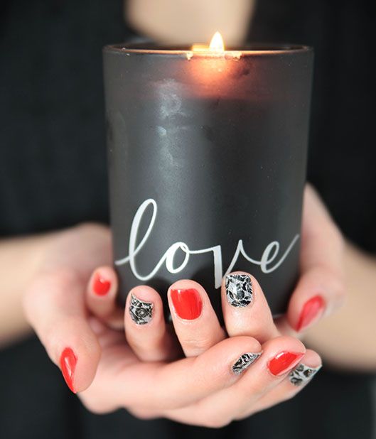 Hot red nails with lace