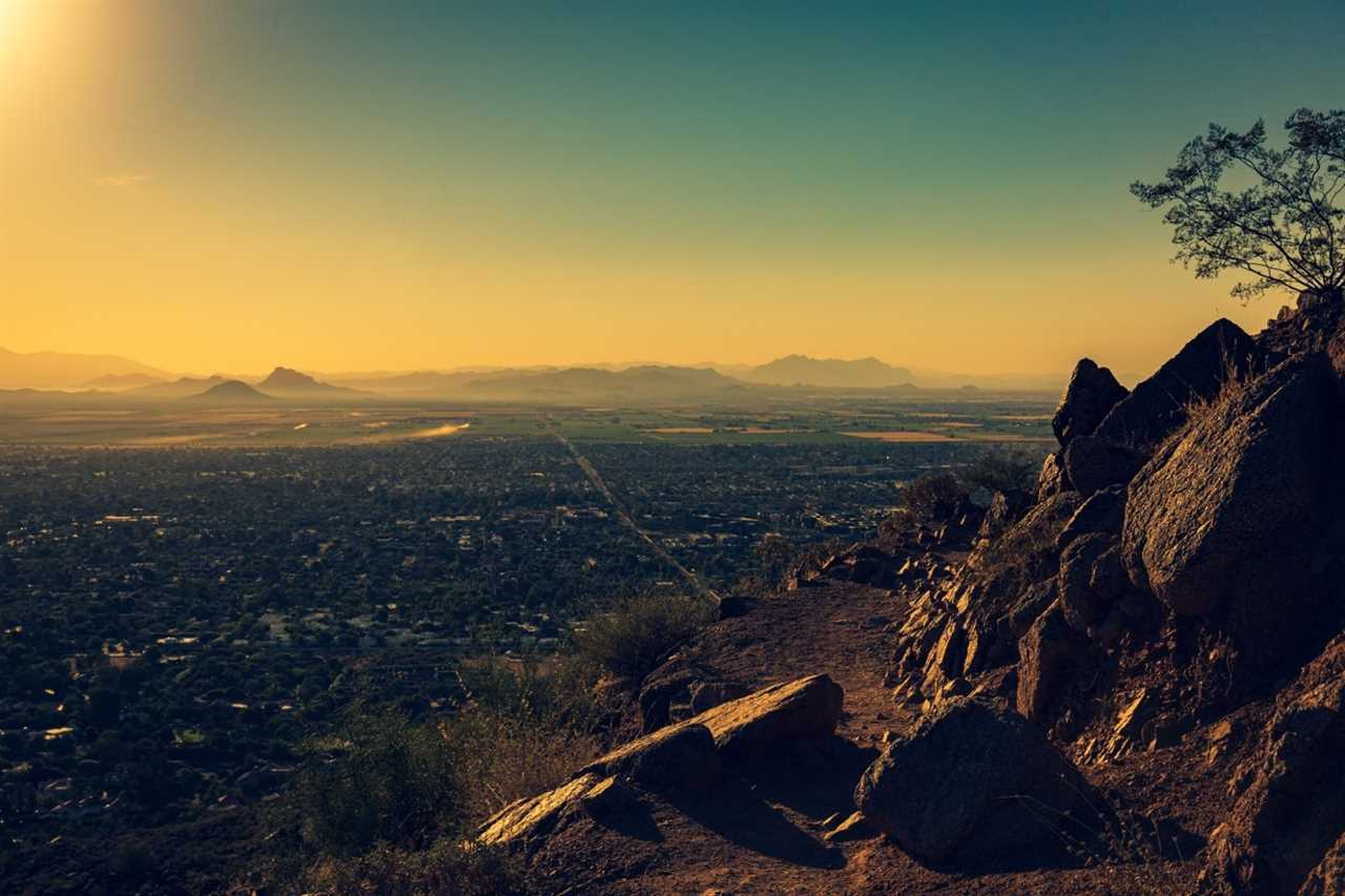 view of scottsdale arizona sunset from a mountain top