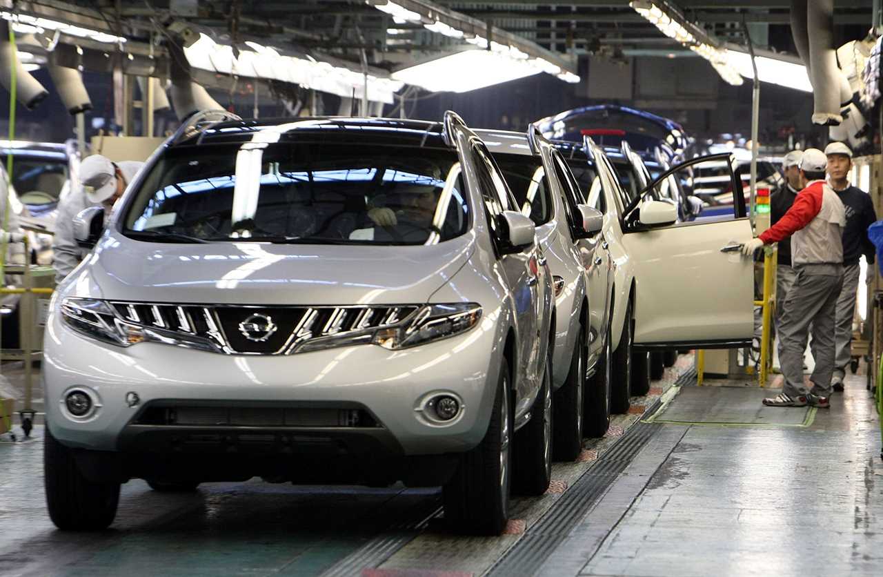 Cars on an Assembly Line at Nissan Motor Company 