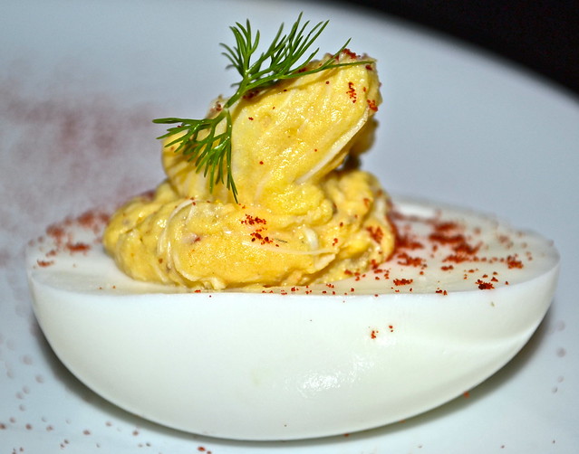 DEVILED EGGS WITH GULF BLUE CRAB from cook hall restaurant in atlanta georgia