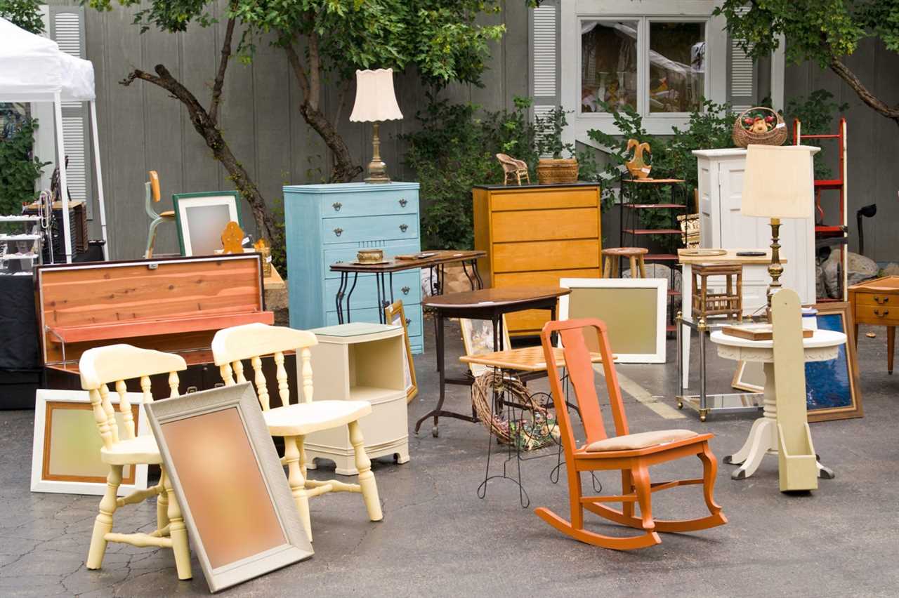 furniture outside at a garage sale