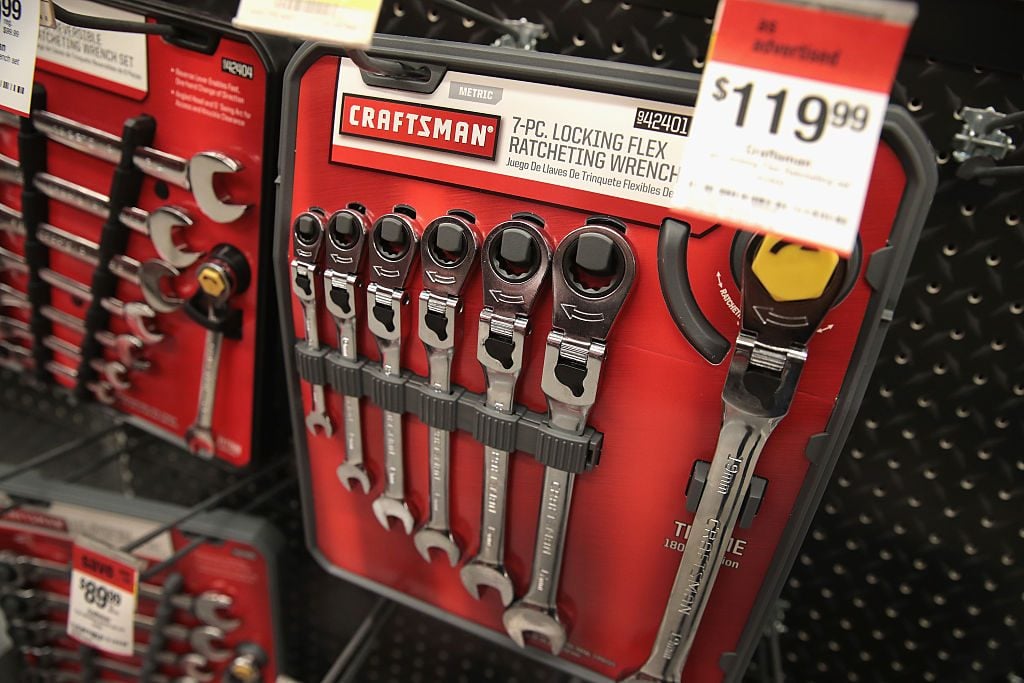 Craftsman Wrench set and other tools are offered for sale at a Sears store