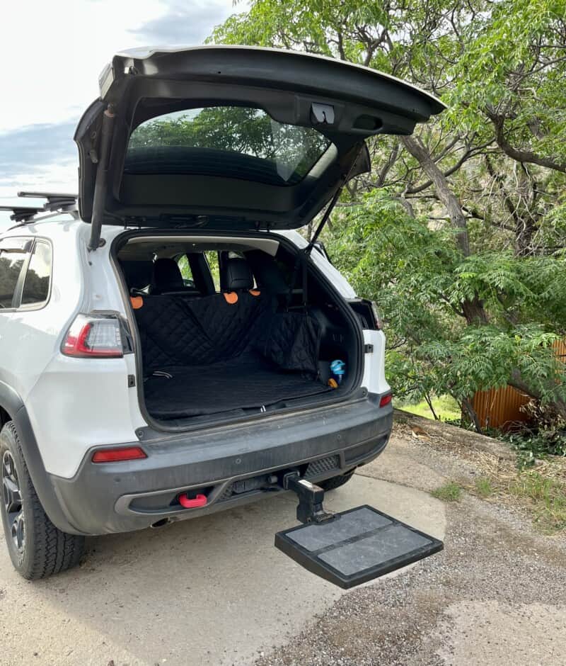 Platform for dog with arthritis to get into the back of a vehicle