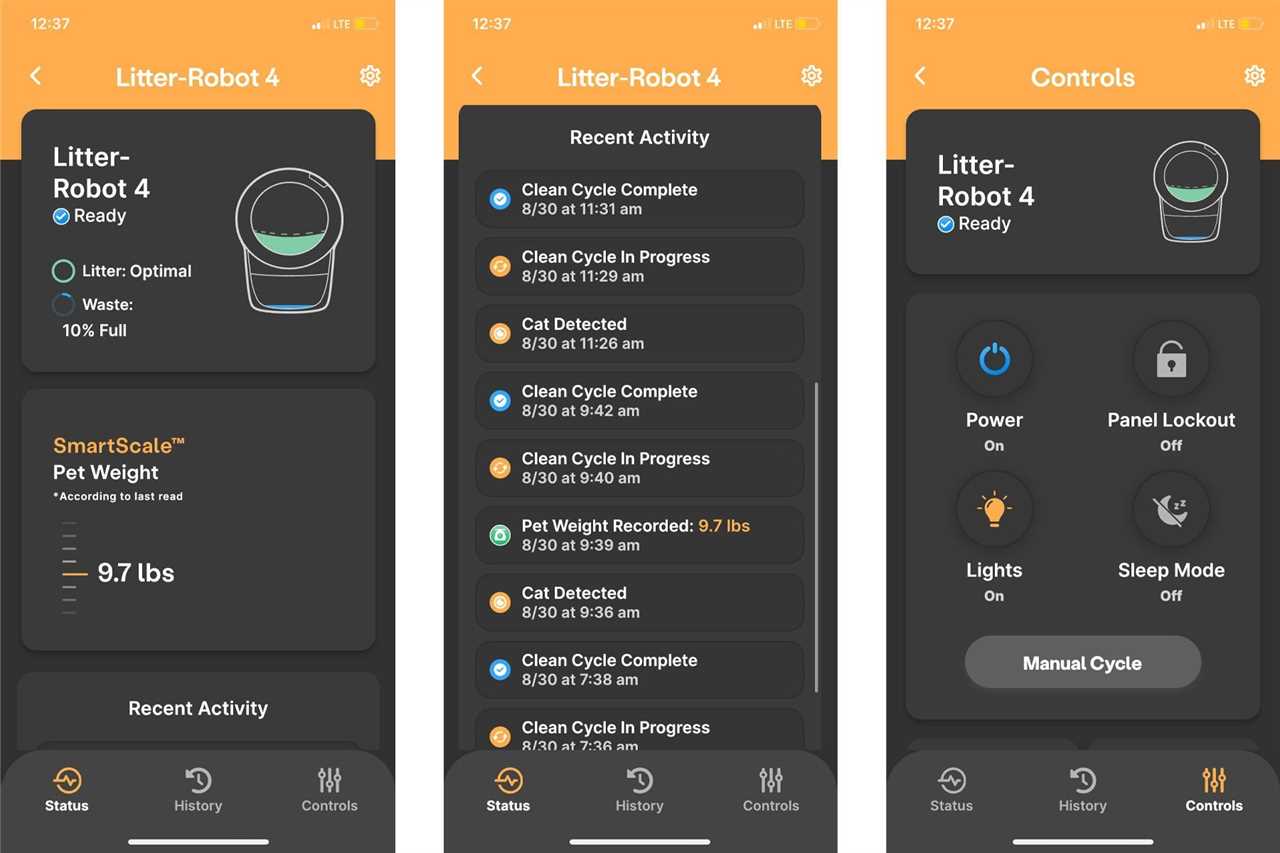 Litter Robot 4 Whisker App Screenshots