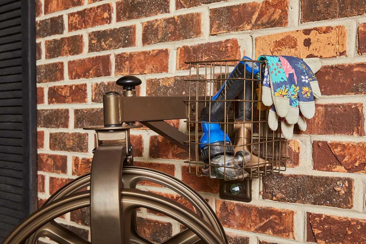 Liberty Garden Hose Reel Basket filled with Tools