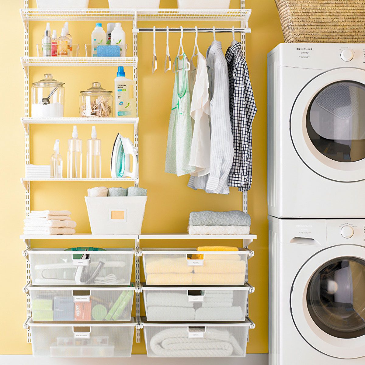 White Elfa Laundry Room