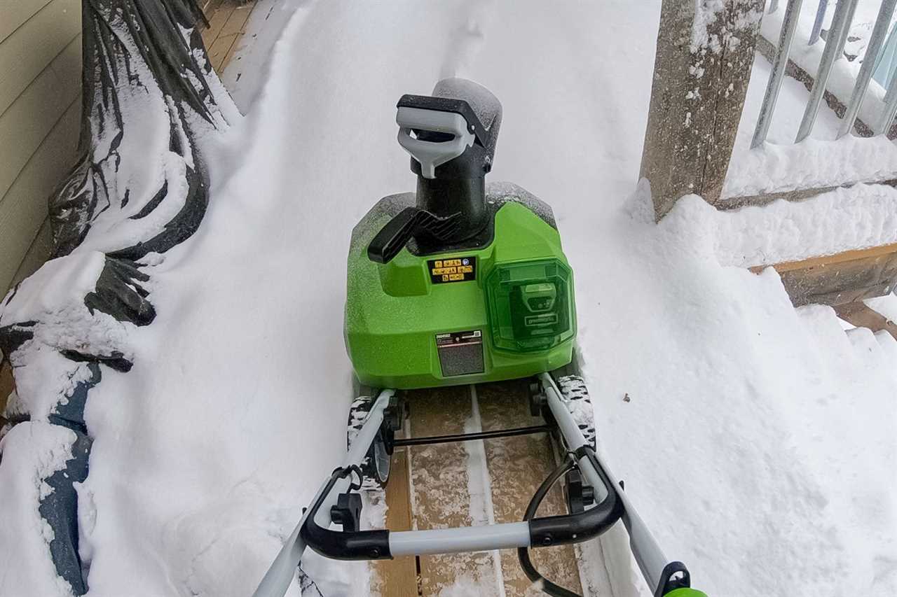 Greenworks Cordless Snow Blower on Deck