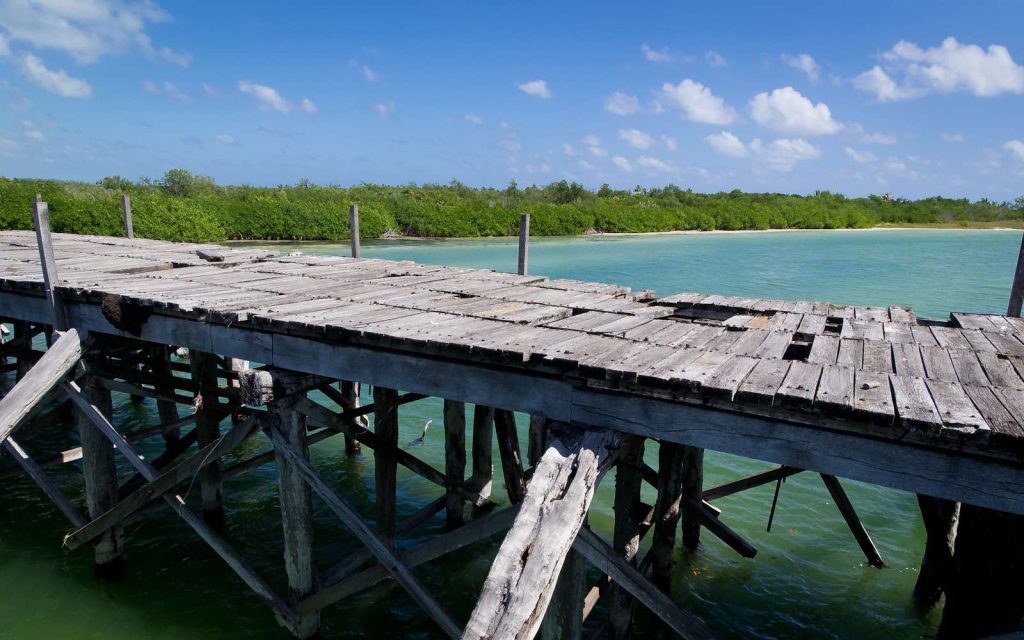 Old bridge in Boca Paila Inlet in the Sian Ka'an near Tulum