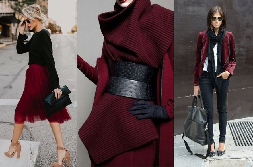 Burgundy and black in fashion