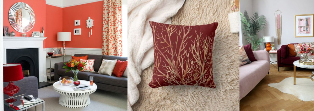 Burgundy and coral in home decor