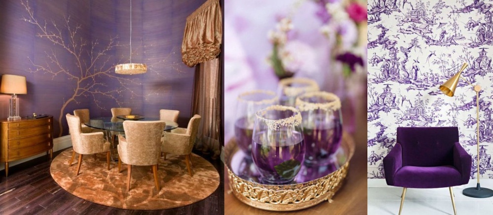 Gold and violet in home decor