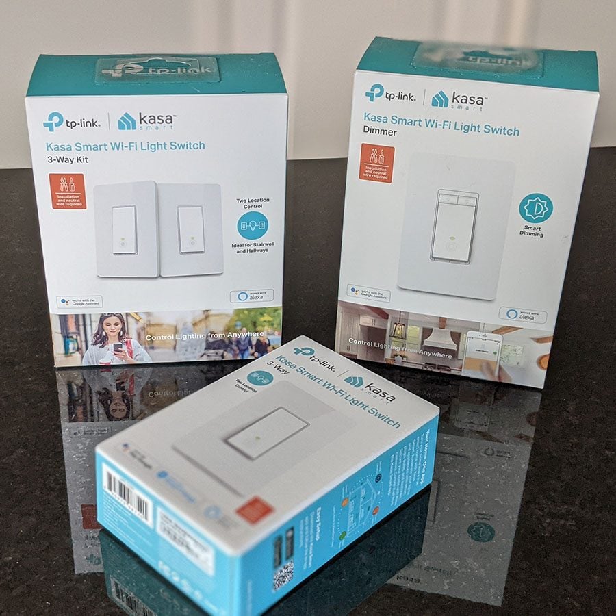 Kasa smart switches retail boxes