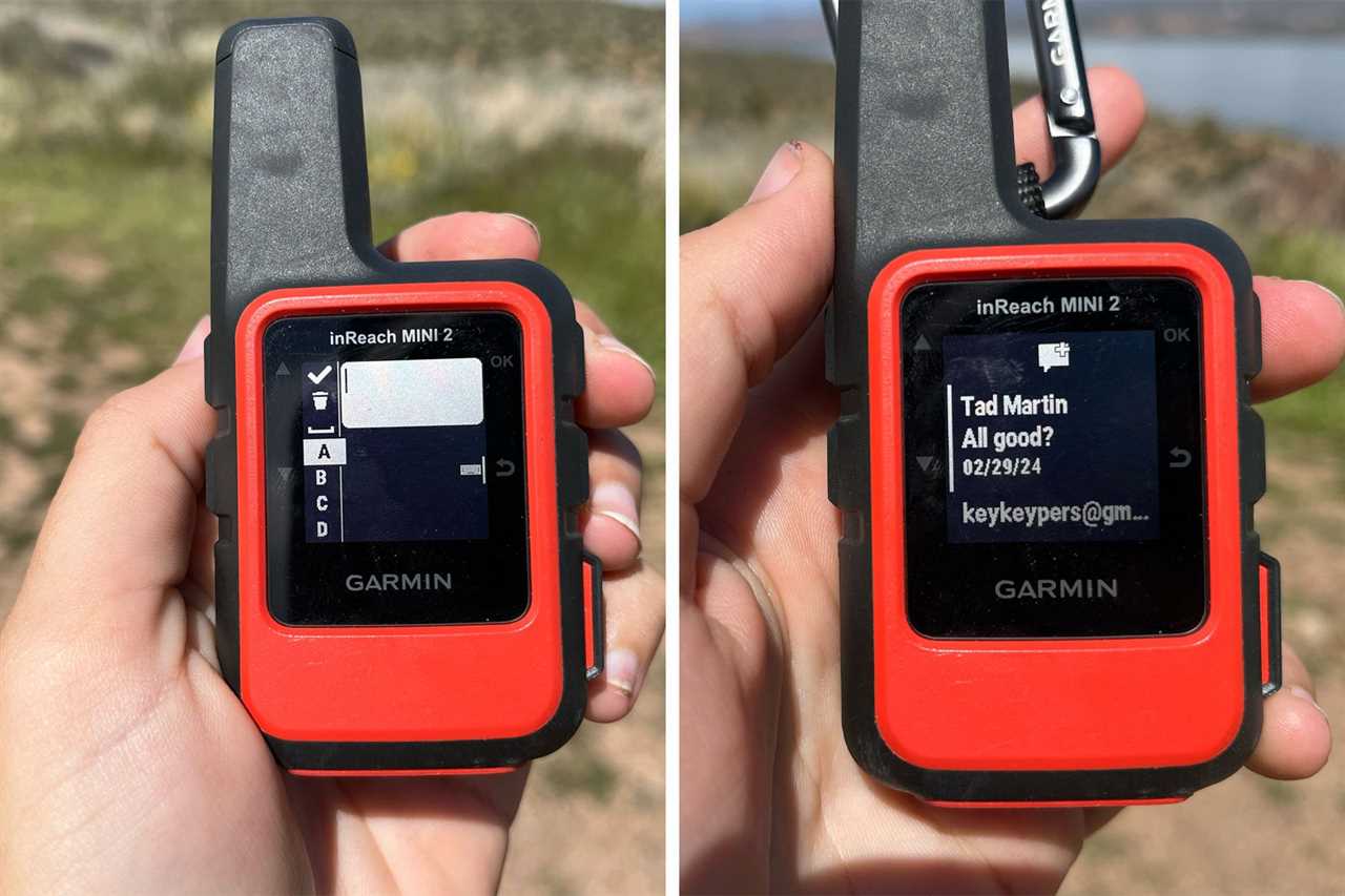 Messaging features on Garmin Inreach Mini 2 