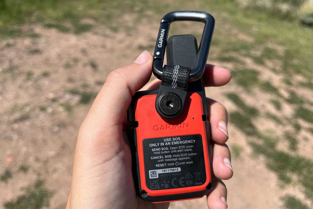 Back side of Garmin Inreach Mini 2